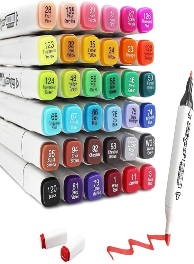 like it Dual Tip Art Markers Colours For Painting Sketching Calligraphy Drawing - Twin Head Permanent Colouring Marker Pens For Kids Adult (36), Multicolor